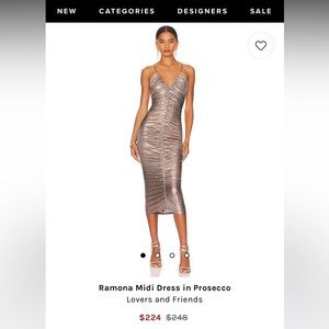 Lovers and friends Ramona midi dress in Prosecco (gold)